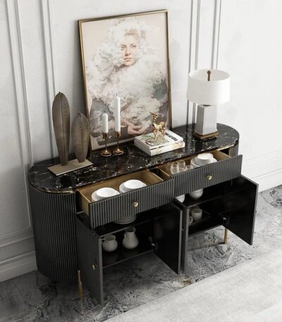 Luxury Natural Marble Top side board with cabinet