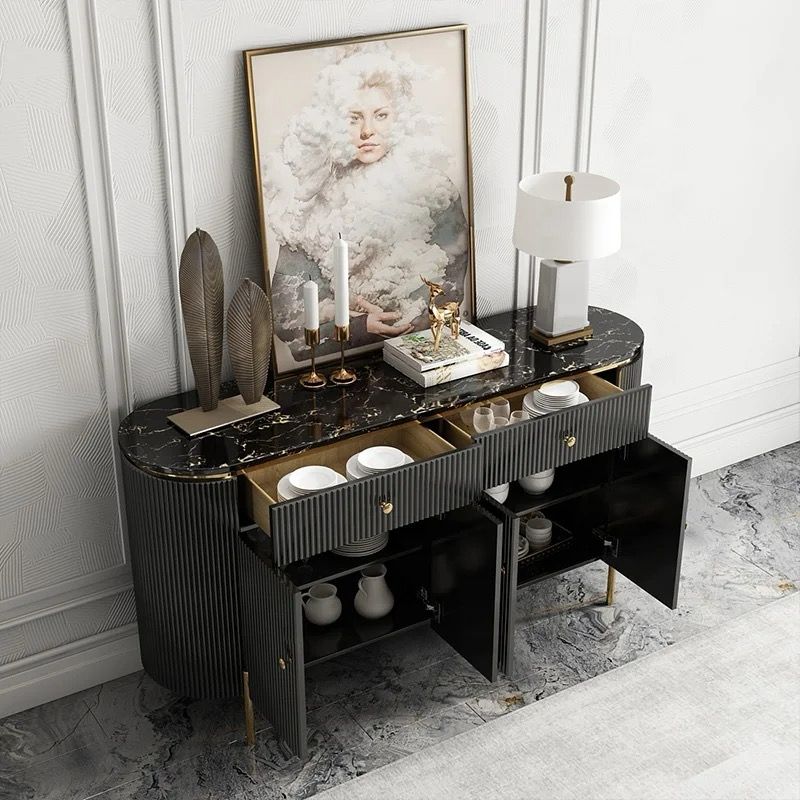 Luxury Natural Marble Top side board with cabinet