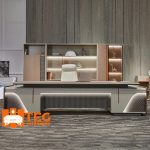 Executive Office Table and Bookshelf Table 2.8metres Shelf 2.7metres