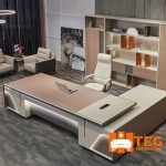 Executive Office Table and Bookshelf Table 2.8metres Shelf 2.7metres