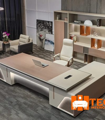 Executive Office Table and Bookshelf Table 2.8metres Shelf 2.7metres