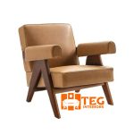 Pair solid wood leather accent chair (4)