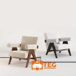 Pair solid wood leather accent chair- (2 chairs) - Image 2