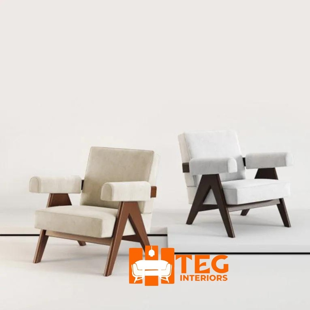 Pair solid wood leather accent chair (3) Pair solid wood leather accent chair- (2 chairs) - Image 2
