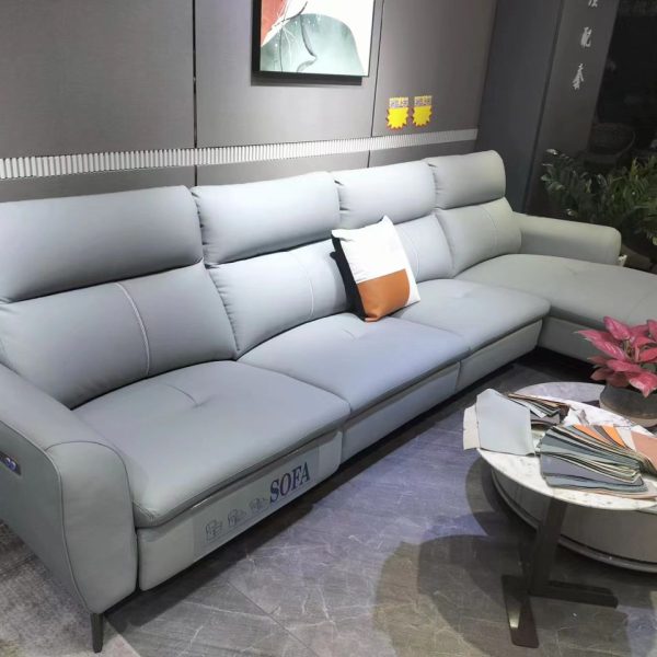 5 Seater Genuine leather sofa with recliner (only first seat on the right reclines) 3.34metres