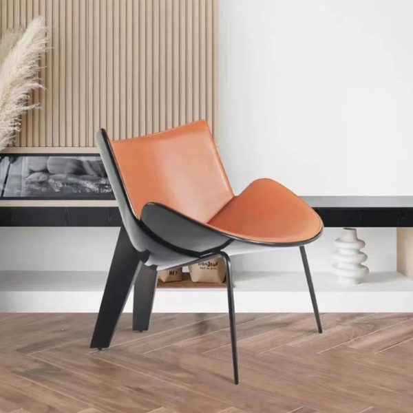Luxury Leather Chair with Metal Base