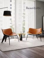 Luxury Leather Chair with Metal Base - Image 2