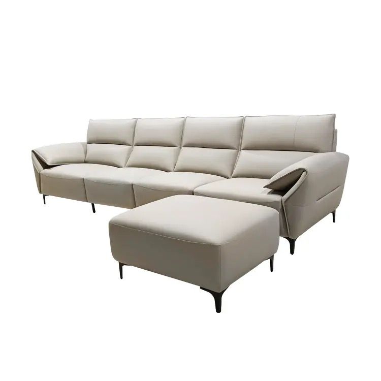 WhatsApp Image 2025-01-02 at 11.39.50 AM (3) 5 Seater Genuine leather sofa with recliner (only first seat on the right reclines) Color- Teal Grey 3.34metres - Image 3