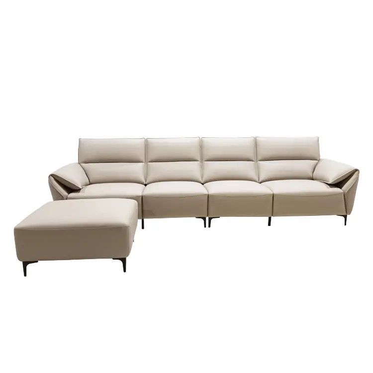 WhatsApp Image 2025-01-02 at 11.39.51 AM 5 Seater Genuine leather sofa with recliner (only first seat on the right reclines) Color- Teal Grey 3.34metres - Image 4