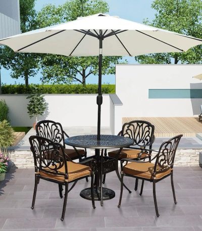 Table, 4 chairs and umbrella (2)