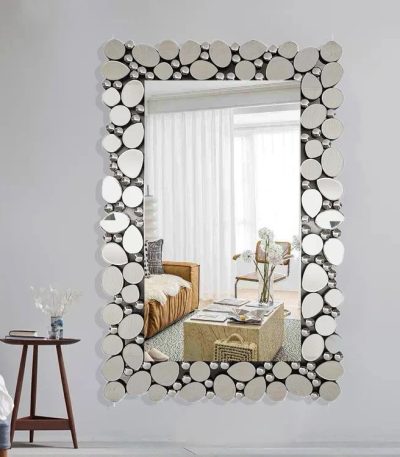 silver beveled mirror