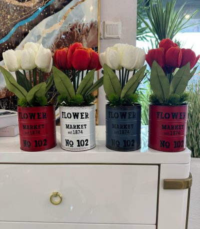 Metal potted artificial table