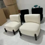 black and off white accent chair