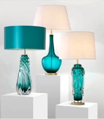 Gorgeous Nickel Turquoise Table Lamp