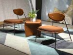 Grey sofa set with premium fabric and saddle leather for modern living room or office