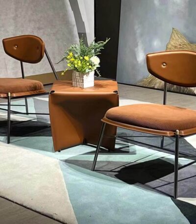 Grey sofa set with premium fabric and saddle leather for modern living room or office