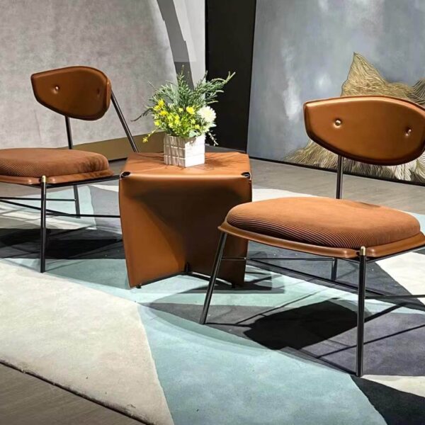 Grey sofa set with premium fabric and saddle leather for modern living room or office