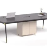 2 metre modern conference table with sleek metal legs – ideal for office and meeting use