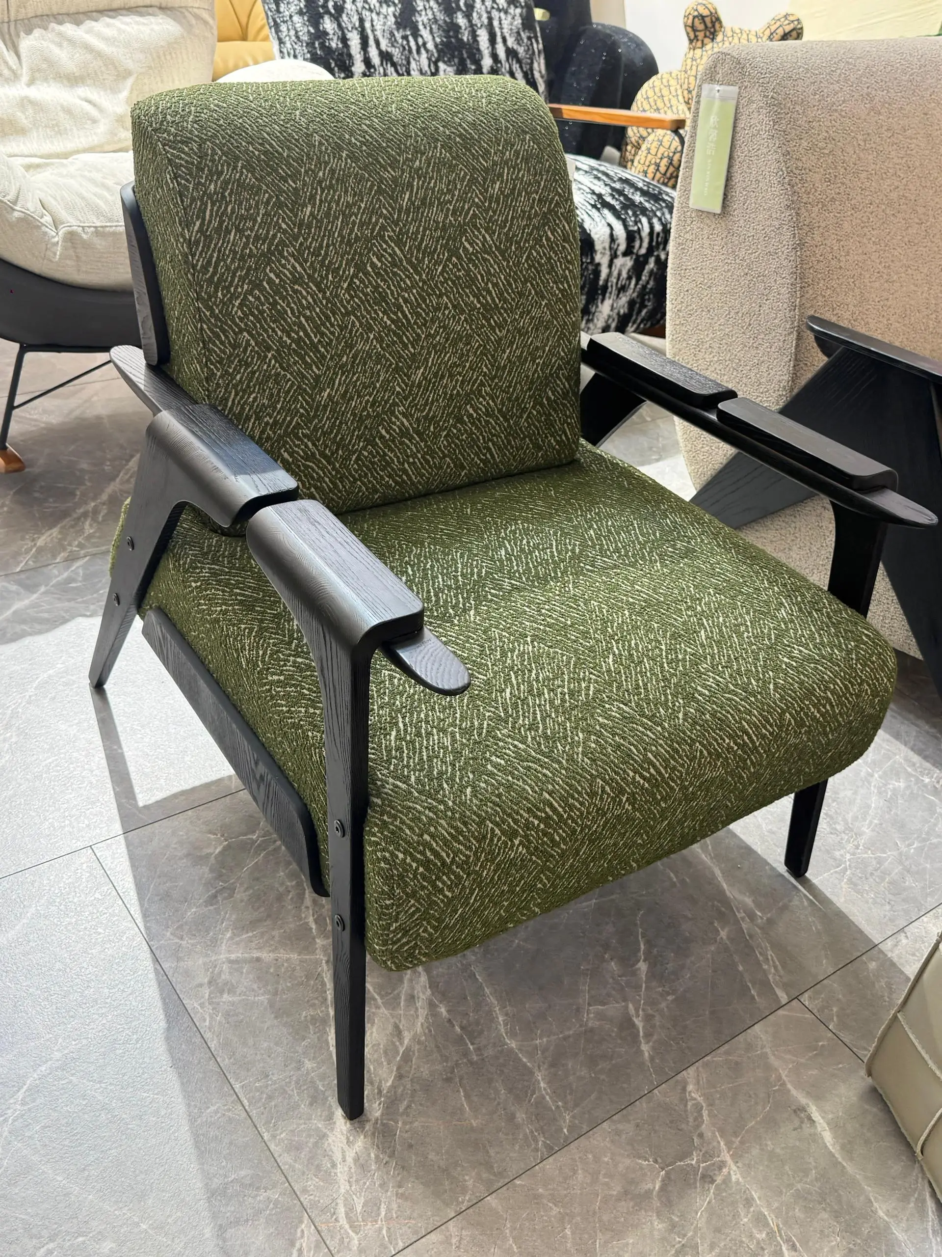 Solid Armrest Chair by Teg Interiors Modern Solid Armrest Chair with wooden frame and fabric seating from Teg Interiors
