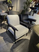 Modern Solid Armrest Chair with wooden frame and fabric seating from Teg Interiors