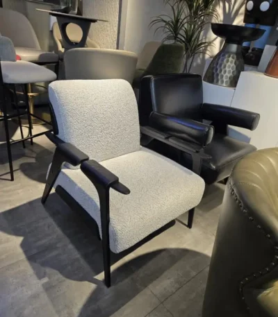 Modern Solid Armrest Chair with wooden frame and fabric seating from Teg Interiors