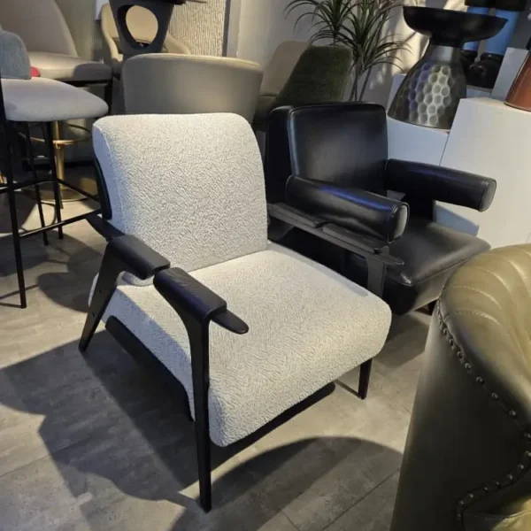 Modern Solid Armrest Chair with wooden frame and fabric seating from Teg Interiors
