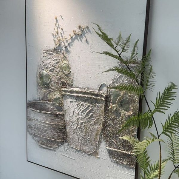Jade Stone inspired oil painting on premium canvas, framed in wood, measuring 100 x 140cm for modern interiors