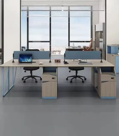: 4 Seater Modern Workstation with sleek design, durable finish, and modular layout for office teams (chairs not included)