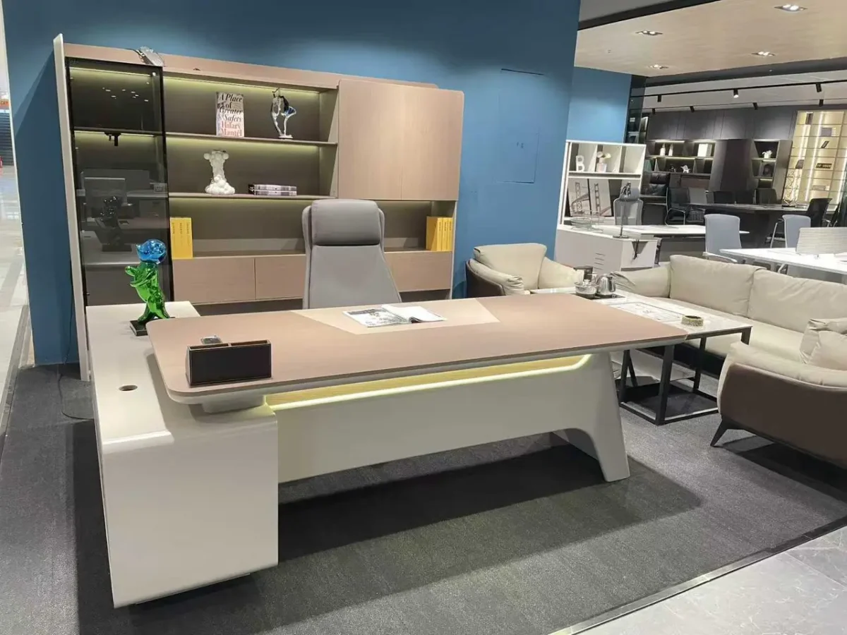 Luxury Executive Office Table with 2.6m desk and 2.8m cabinet for modern offices by Teg Interiors