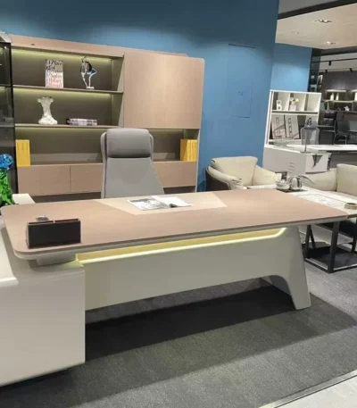 Luxury Executive Office Table with 2.6m desk and 2.8m cabinet for modern offices by Teg Interiors