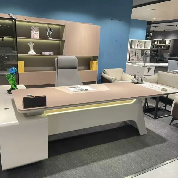 Luxury Executive Office Table with 2.6m desk and 2.8m cabinet for modern offices by Teg Interiors