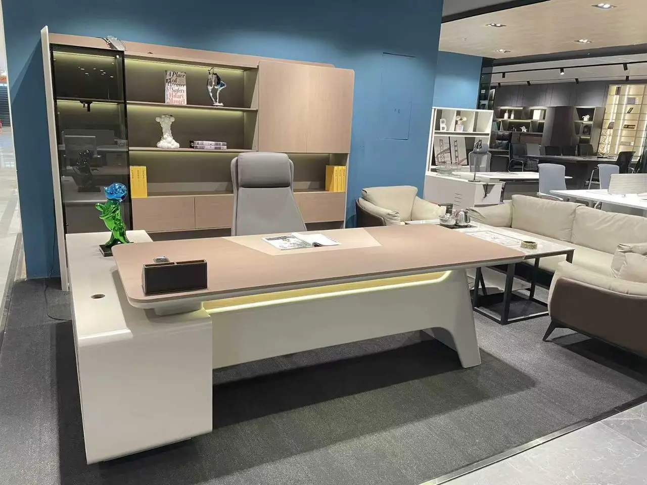 Executive Office Table and Cabinet – 2.6m Table + 2.8m Cabinet Luxury Executive Office Table with 2.6m desk and 2.8m cabinet for modern offices by Teg Interiors