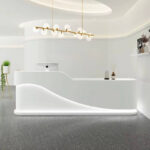 2.4-metre modern sleek receptionist desk for stylish and professional office front counters