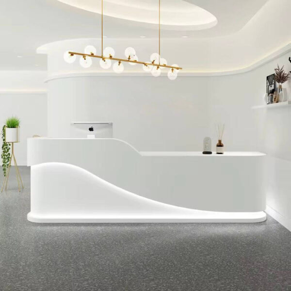 2.4-metre modern sleek receptionist desk for stylish and professional office front counters