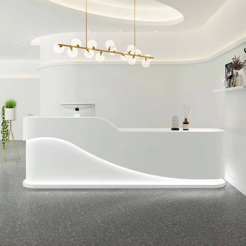 2.4-metre modern sleek receptionist desk for stylish and professional office front counters