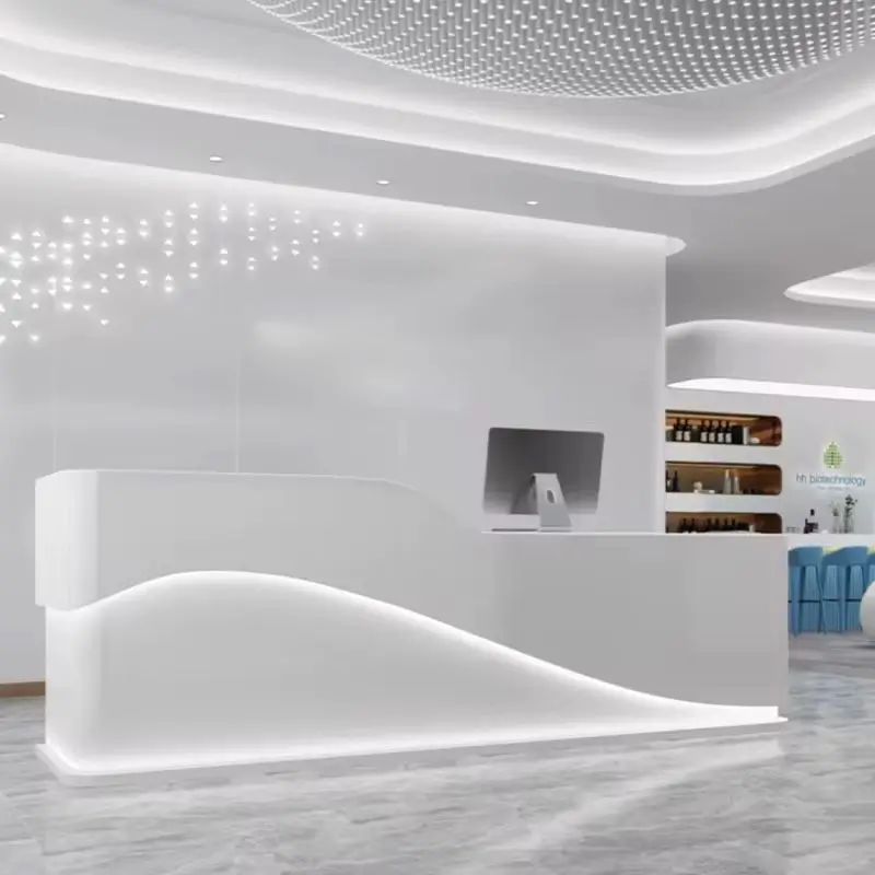 2.4m Modern Sleek Receptionist Desk – Office Counte (3) 2.4m Modern Sleek Receptionist Desk – Professional Front Office Counter - Image 3