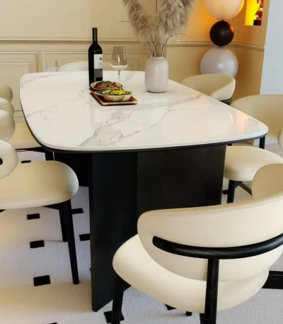 Modern 6 seater dining set with elegant table and comfortable chairs