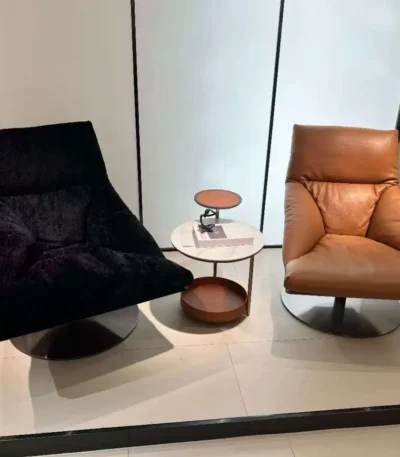 Lazy Rotatable Chair in black and brown with smooth 360-degree rotation