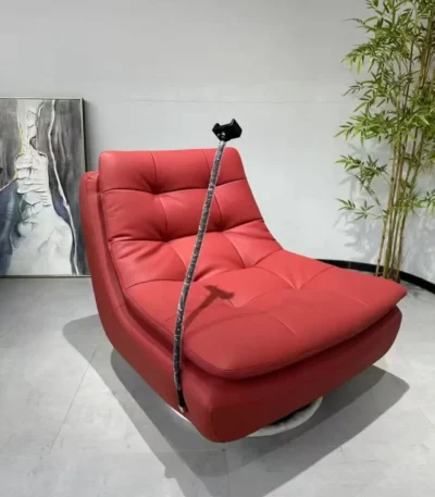 Premium rotating leisure chair with leather upholstery and 360-degree swivel